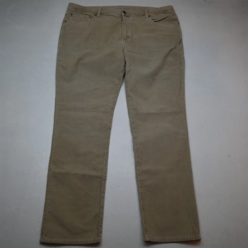 American Eagle 42x32 Khaki Next Level Flex Slim 5 Pocket Corduroy Mens Pants